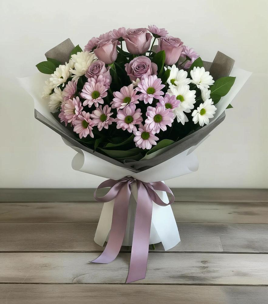 Букет цветов из: Хризантемы и Розы в Липицы