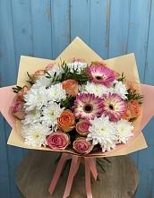 Букет цветов из:  Розы, Герберы и Хризантемы #REPLACE_PRED# Липицы