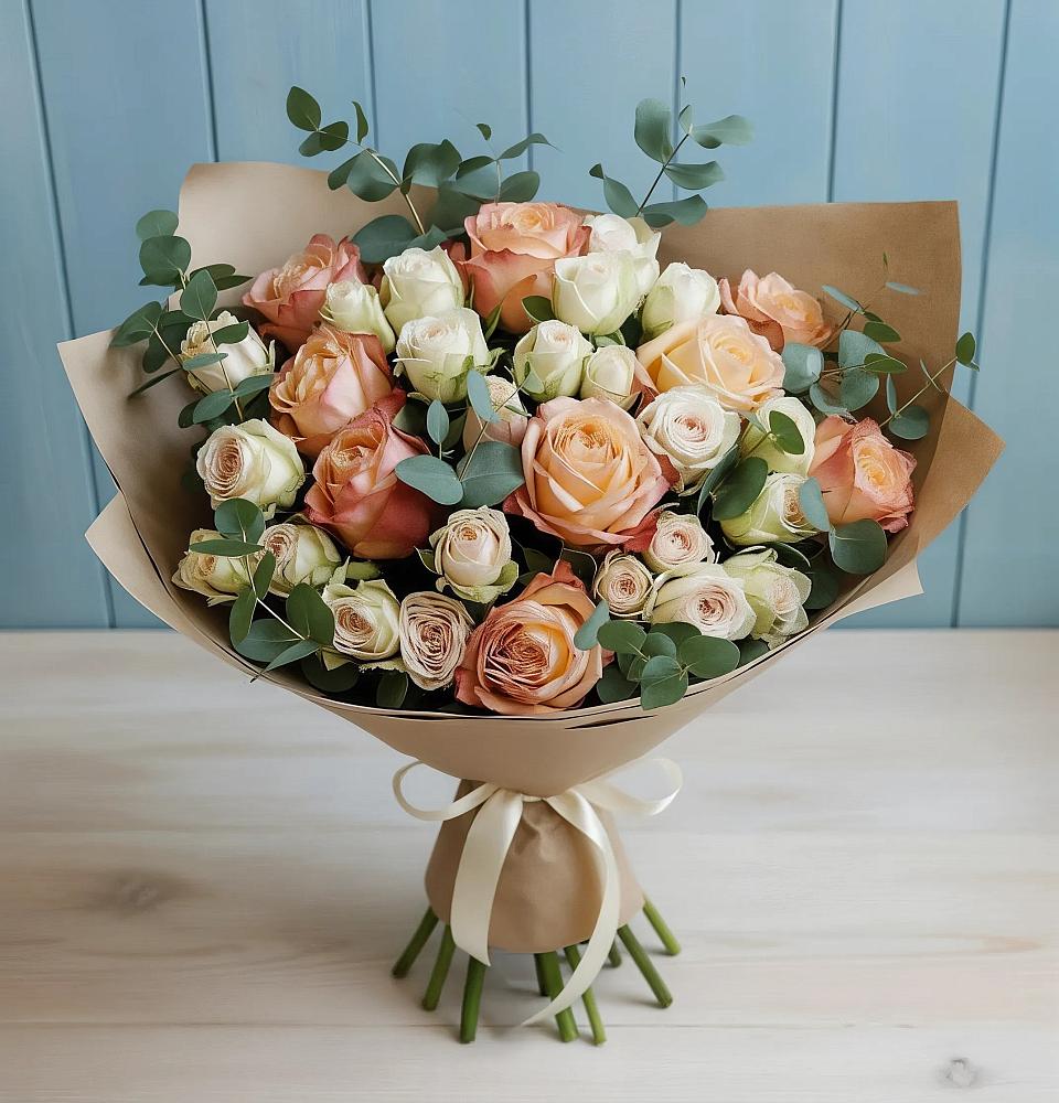 Букет цветов из: Альстромерии и Розы в Липицы