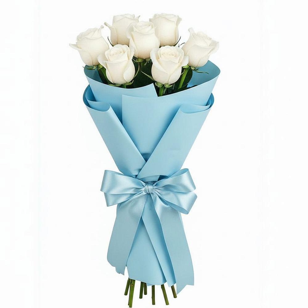 Букет 7 белых роз Проуд в Липицы