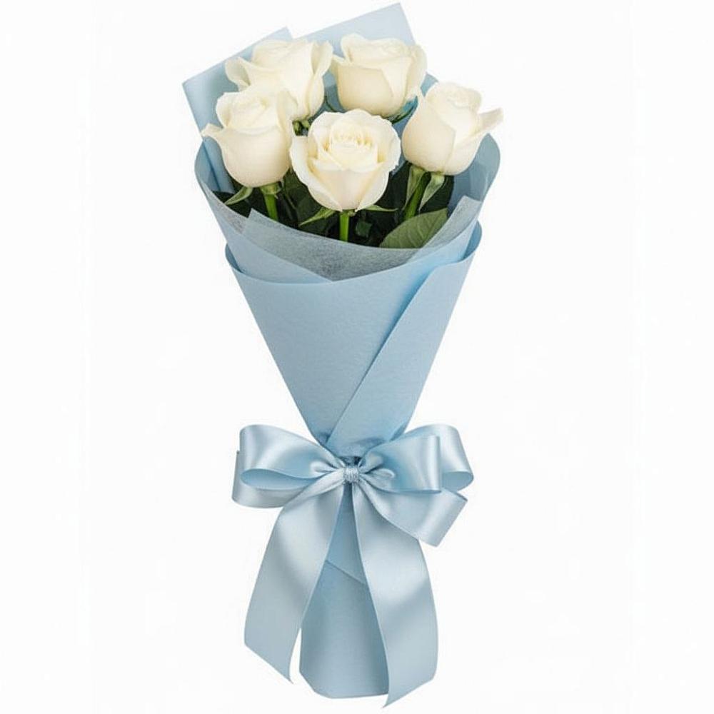 Букет 5 Белых роз Проуд в Липицы