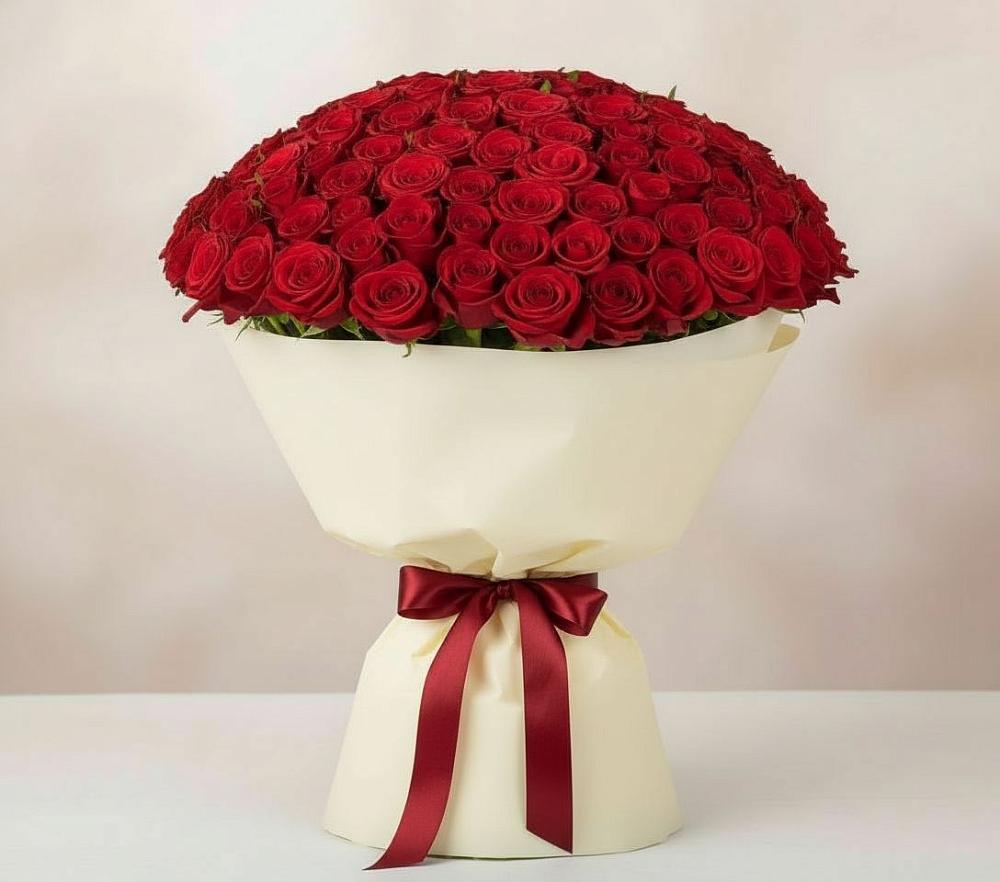 Букет 101 Красная роза Милано в Липицы