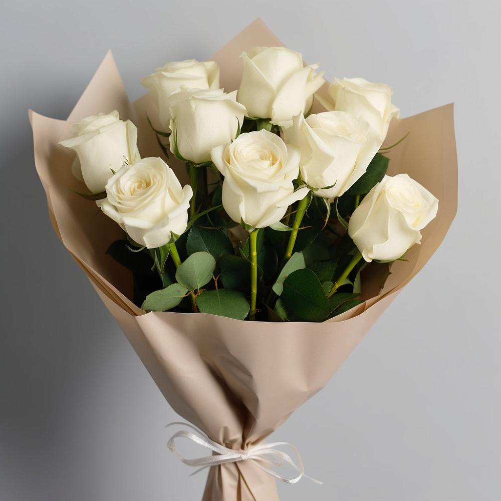 Букет 9 Белых роз Эдлесс Лав в Липицы