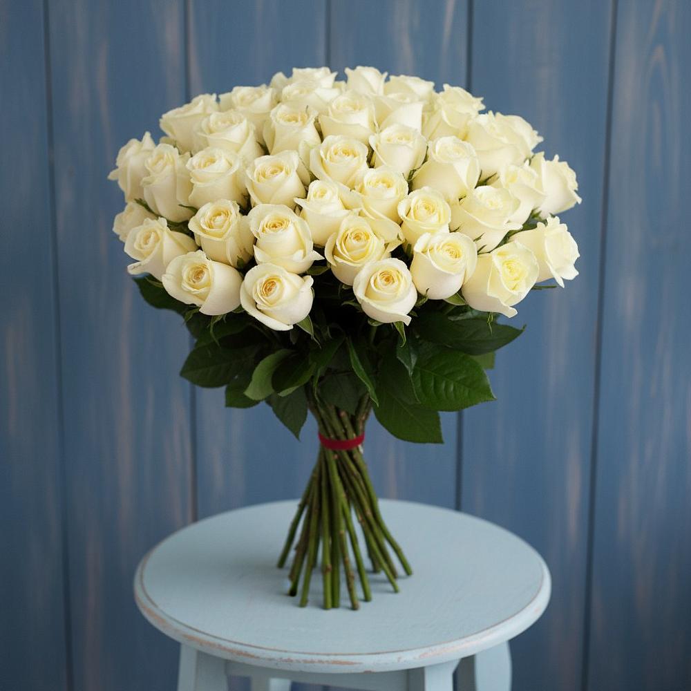 Букет 51 Белая роза Эдлесс Лав в Липицы