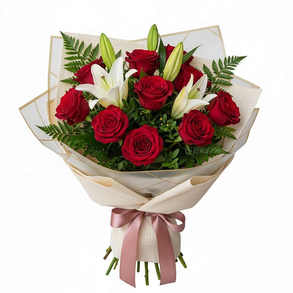 Букет цветов из: Лилии и Розы в Липицы