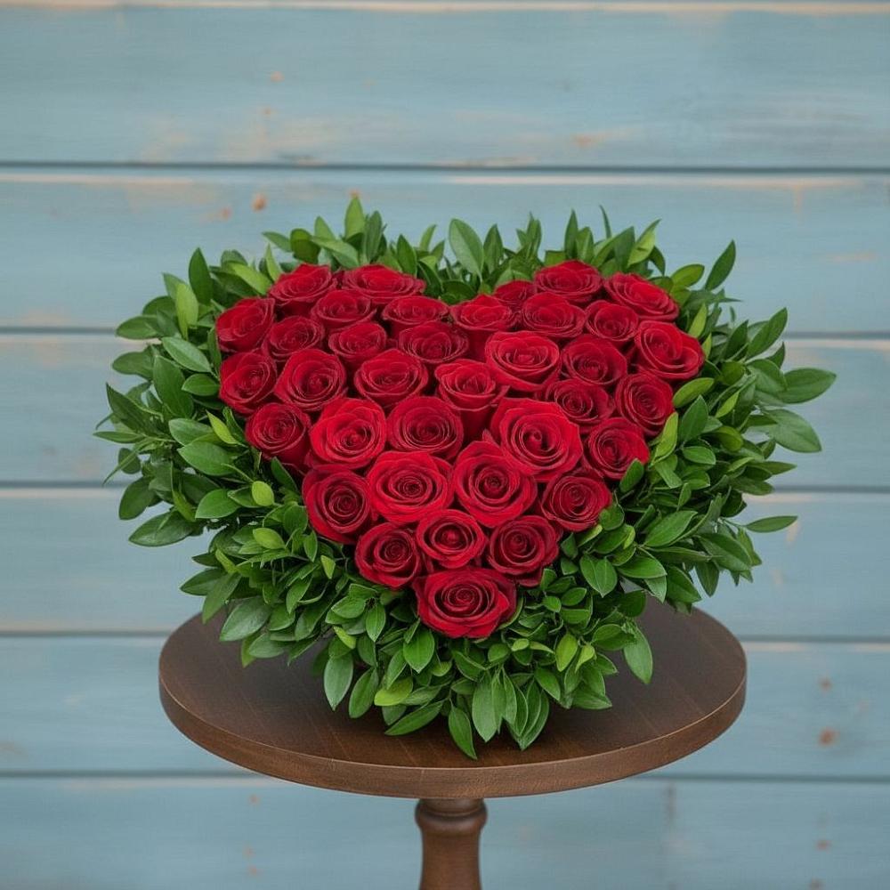 Цветочная композиция из Розы в виде сердца в Липицы