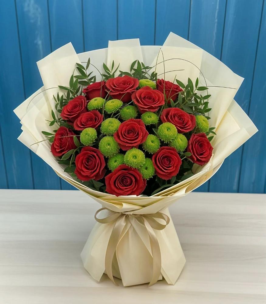 Букет цветов из: Розы и Хризантемы в Липицы