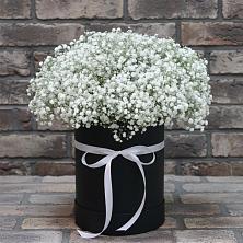 Цветочная композиция из Гипсофила в шляпной коробке в Липицы